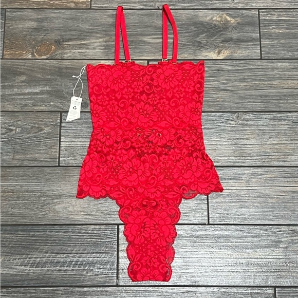 NWT $98 We Are HAH X Free People Spinster Reversible Bodysuit XS Siren Red Top - Picture 15 of 16
